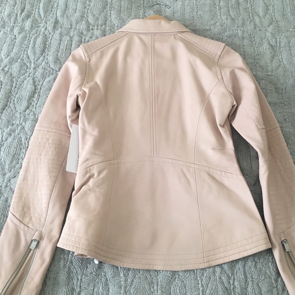 NWT Athleta Blush Leather Moto Sz XS Salt Flat Jkt - Picture 6 of 8